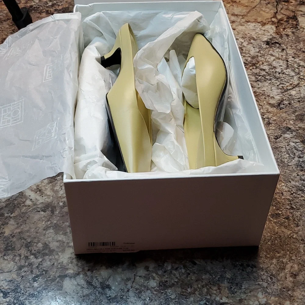 Toteme The Mule in Yellow Leather Square Toe Low Heel Size EU 40 - Picture 11 of 12
